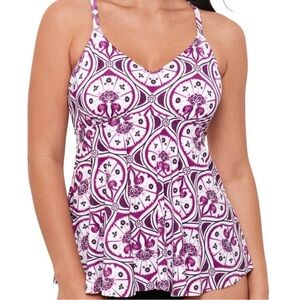 Swim Solutions V-Neck underwire Tankini Top Purple Fitted Camisole Various size